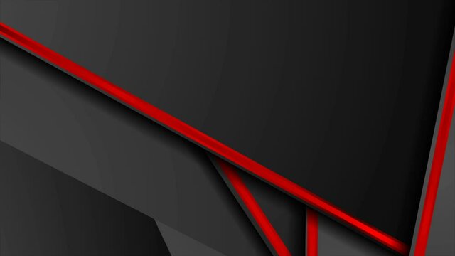 Black abstract corporate motion background with bright red glossy stripes. Seamless looping. Video animation Ultra HD 4K 3840x2160