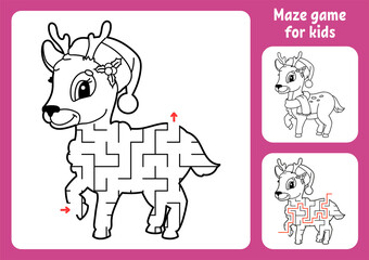 Abstract maze. Game for kids. Puzzle for children. Labyrinth conundrum. Christmas theme. Find the right path. Education worksheet. With answer.
