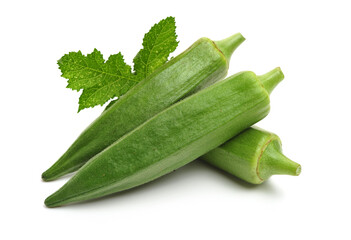 Fresh young okra isolated on white background
