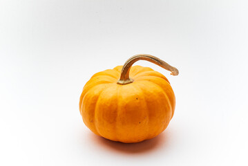 small decorative pumpkins on the white background
