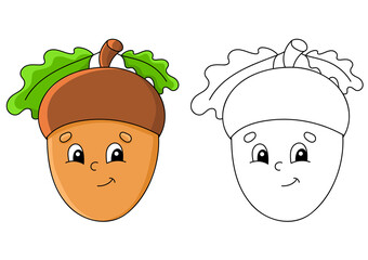 Coloring page for kids. Cartoon character. Vector illustration. Black contour silhouette. Isolated on white background. Autumn theme.