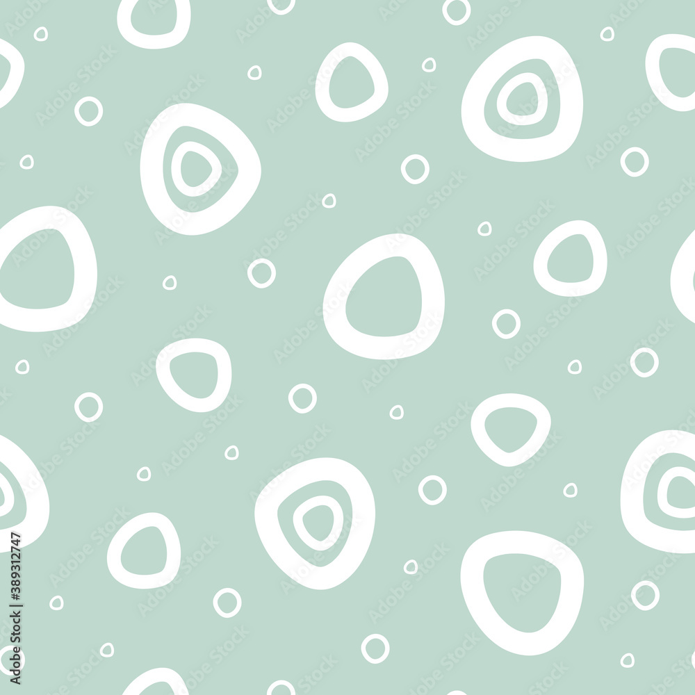 Poster Vector seamless pattern with doodle circles. Modern abstract backdrop in flat style for textile, wallpaper, clothes, wrapping paper
