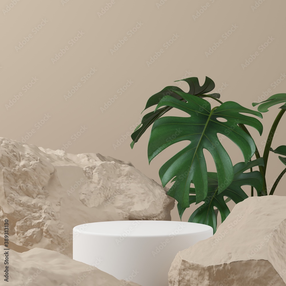 Poster abstract background, mock up scene with podium geometry shape for product display. 3d rendering
