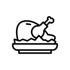 chicken leg icon in line style isolated on white background. EPS 10