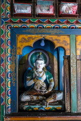 Obraz premium Pelling, India - October 2020: Buddha statue at the Buddhist Sanghak Choeling Monastery in Pelling on October 31, 2020 in Sikkim, India.