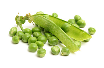 Fresh peas isolated on white background