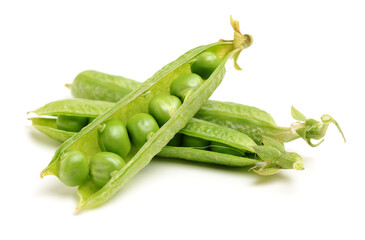 Fresh peas isolated on white background