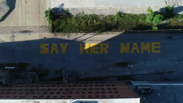SAY HER NAME Breonna Taylor Written Protest in Back Alley Louisville Kentucky