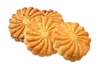 Cookies made of whole grain cereals on a white background 
