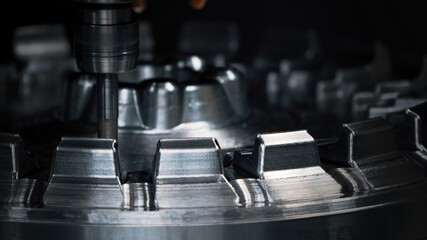 CNC machine makes a complex part for a wheel
