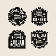 Burger shop fresh and tasty logo collection