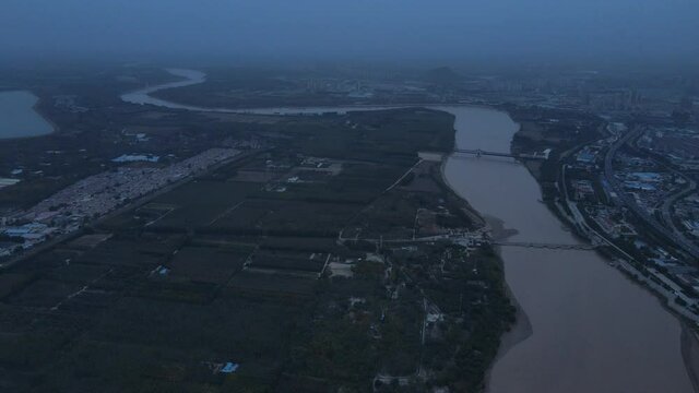 Aerial photography of the Yellow River in China