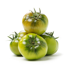 fresh green tomato isolated on white background