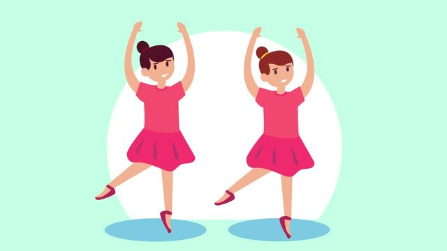 Two little girls performing dances ballet