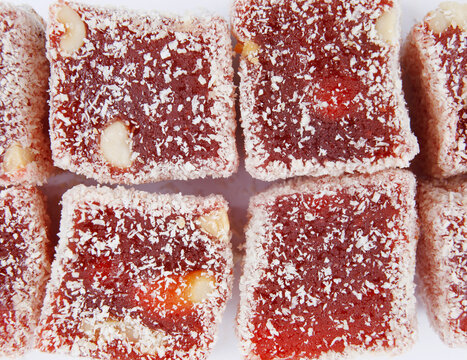 Oriental sweets, rahat lucum on a white background.