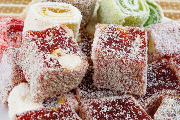 Oriental sweets, rahat lucum. Beautiful background.