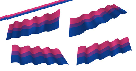 Bisexual flat and waving flag. Vector illustration. Flag wavy abstract background. Bisexual canvas movement lgbt