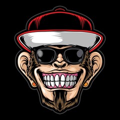 funky ape wearing sunglasses vector