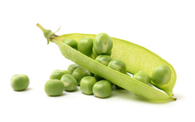 Fresh peas isolated on white background