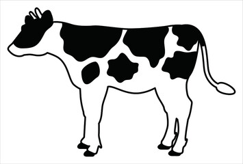 柄のある牛の全身イラスト【横向き】