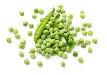 Fresh peas isolated on white background