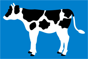 柄のある牛の全身イラスト【横向き】