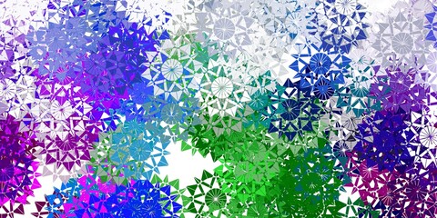 Light multicolor vector template with ice snowflakes.