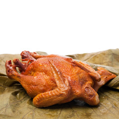 beggar chicken on Lotus leaf background