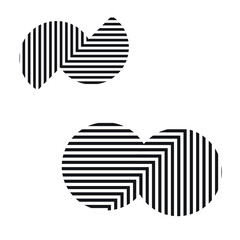 Circle Logo with lines.Square unusual icon Design .frame with Vector stripes .Geometric shape.