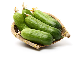 Green cucumber on the white background