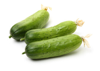 Green cucumber on the white background