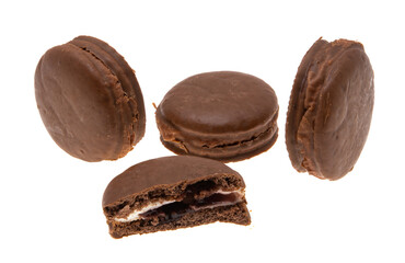 cookies in chocolate glaze isolated