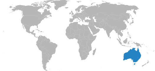 Qatar, Australia countries isolated on world map. Business concepts, travel, political and Geographical backgrounds.