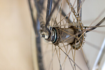 Bicycle brake part, drum, close-up.