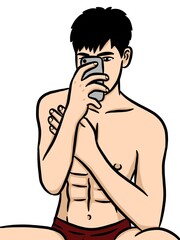 Fototapeta premium cartoon cute man on white background