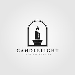 candle light flame logo vector illustration design, vintage candle logo design