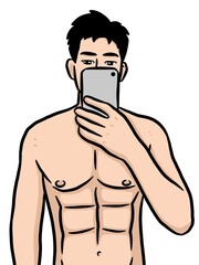 Fototapeta premium cartoon cute man on white background