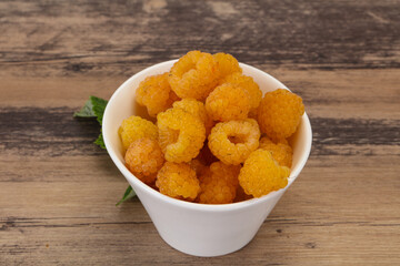 Sweet ripe tasty yellow raspberry