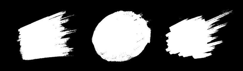 White hand drawn brush spot sketchy scribble set. Grunge doodle stickers for message, note mark design element. Brush smear stain texture. Banners, Logos, Icons, Labels and Badges. Vector sale banner