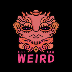 Cool ancient  head illustration for poster, sticker, or apparel merchandise.With tribal and hipster style.