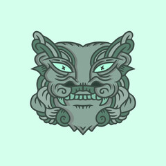 Cool tiger monster illustration for poster, sticker, or apparel merchandise.With tribal and hipster style.
