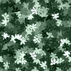 White and green halftone leaves silhouettes on the pastel green background