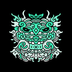 Cool abstract monster illustration for poster, sticker, or apparel merchandise.With tribal and hipster style.