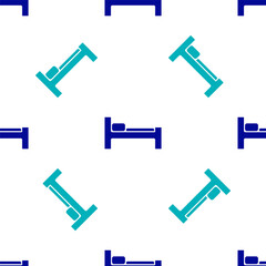 Blue Bed icon isolated seamless pattern on white background. Vector Illustration.