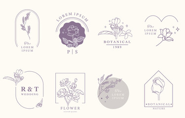 Beauty occult design collection with lavender,jasmine.Vector illustration for icon,sticker,printable and tattoo