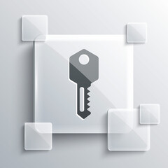 Grey House key icon isolated on grey background. Square glass panels. Vector Illustration.