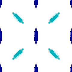 Blue Rolling pin icon isolated seamless pattern on white background. Vector Illustration.