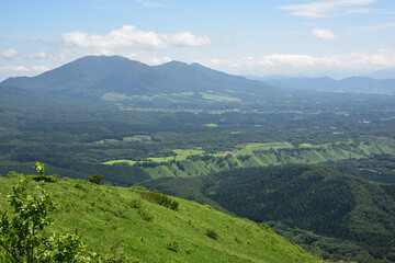 日本の岡山県の蒜山高原の美しい風景