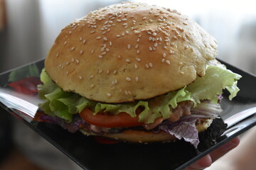 hamburger on a plate