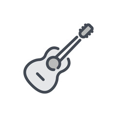 Guitar color line icon. Acoustic guitar vector outline colorful sign.